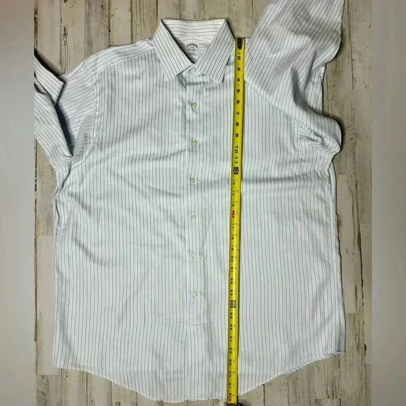 Brooks Brothers White/ Blue Striped Shirt Mens 17-36 Button Up Long Sleeve - Picture 6 of 13